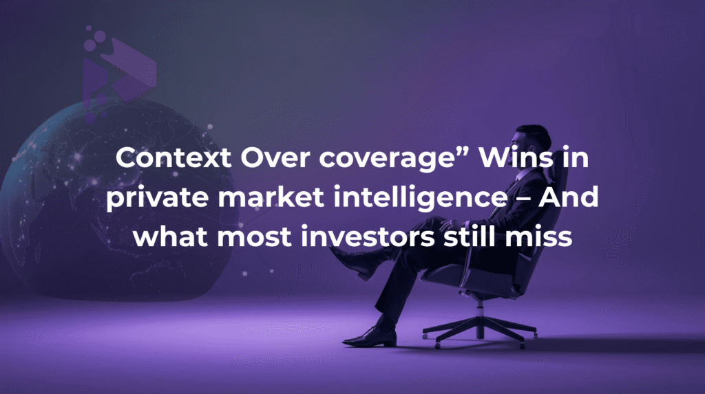 Investor analyzing AI-powered private market insights on a digital globe interface, visualized in DealPotential's signature dark purple tones