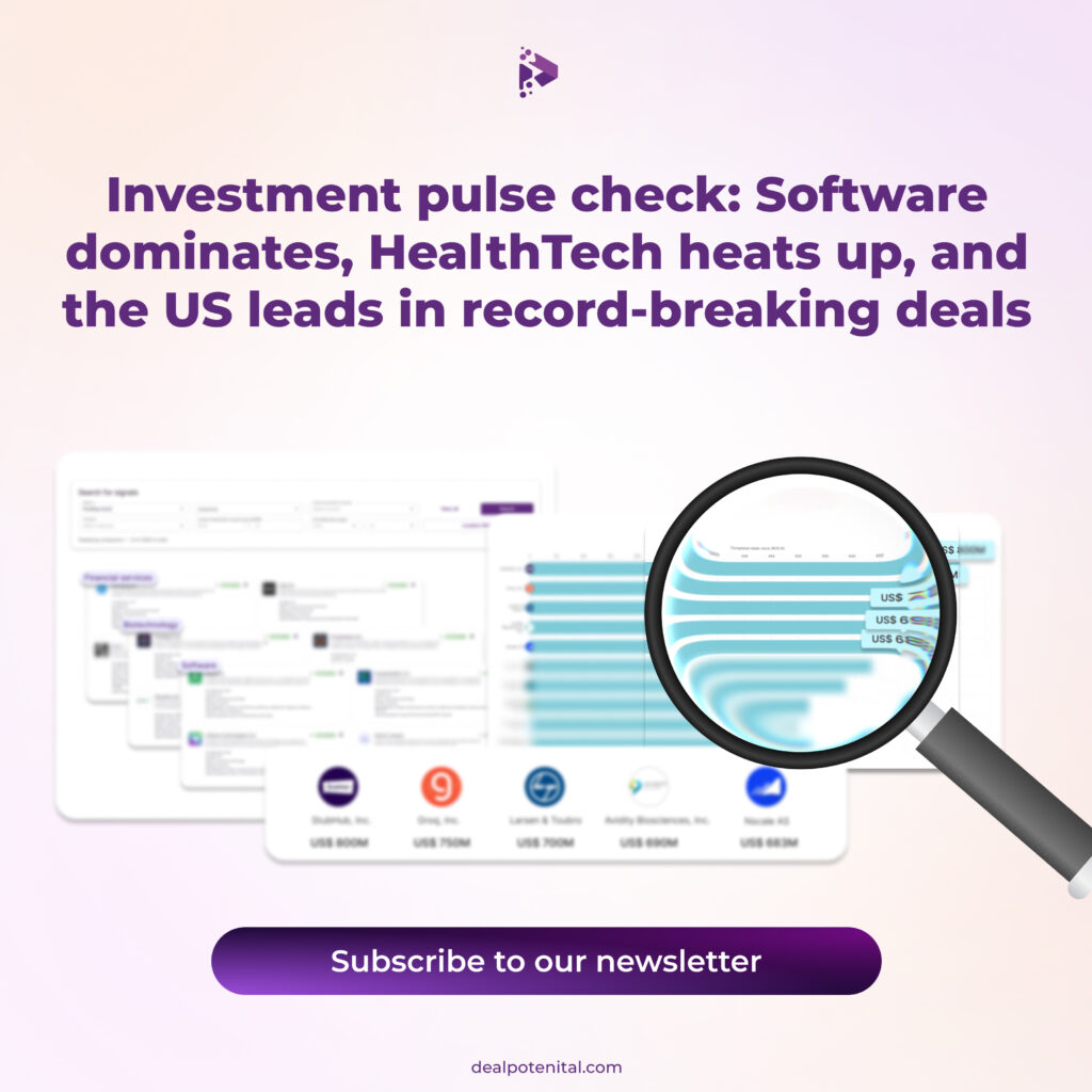 Investment pulse check: Software dominates, HealthTech heats up, and the US leads in record-breaking deals