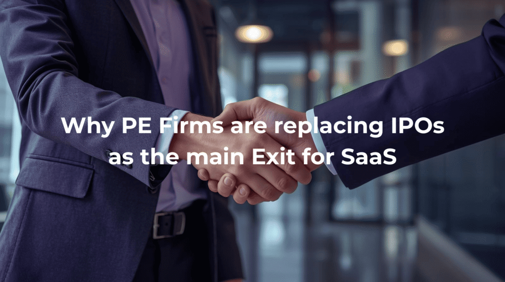 PE replaces IPOs as main exit for SaaS — handshake symbolizing private equity deal