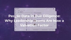 DealPotential platform showing people data in due diligence with leadership profiles and team analytics interface