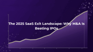 SaaS exit landscape 2025 chart showing rising M&A trends compared to declining IPOs, in DealPotential brand colors