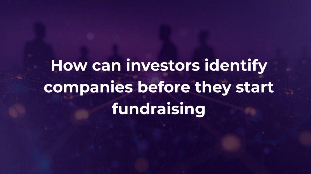 AI network visualization showing predictive signals to identify companies before fundraising