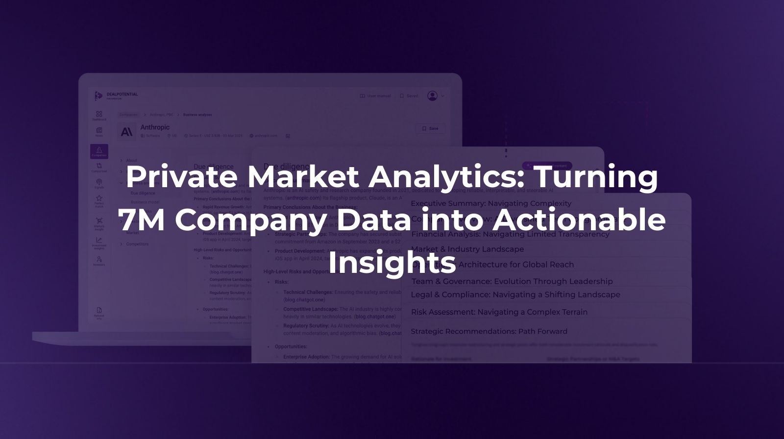 private market analytics dashboard for due diligence