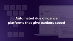 Automated due diligence platforms showing AI-generated company analysis, risk assessment, and executive summary dashboard